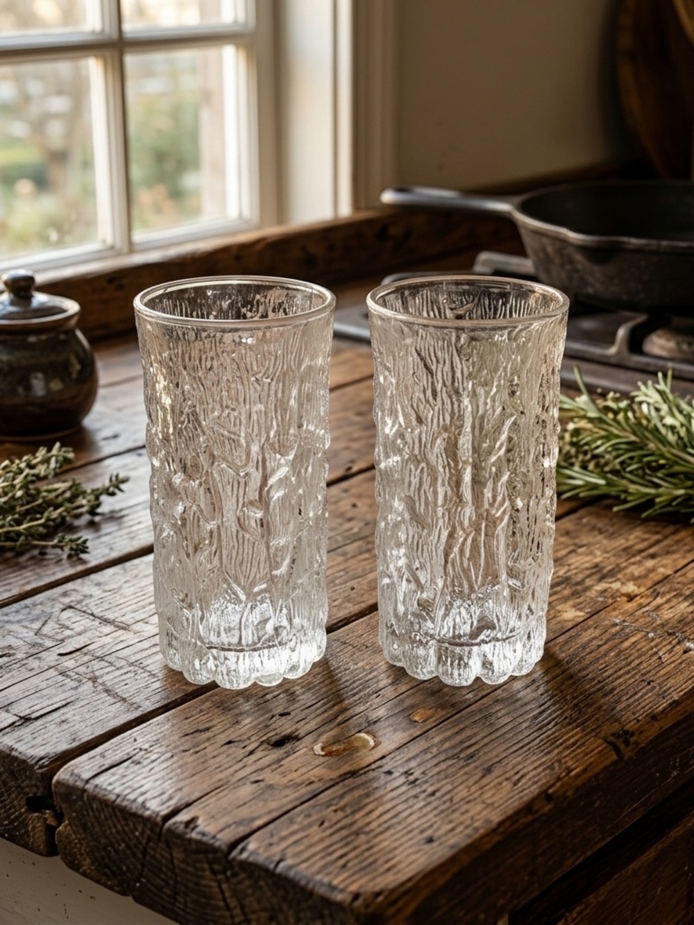 Vintage Goebel Germany Charlottenhütte Tree Bark Highball Cocktail Ice Glass